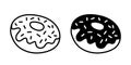Donuts icon vector. Donut icons in line and flat style. Bakery sign and symbol