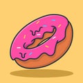 The donuts illustration design with strawberry jam topping and colorful sprinkles looks delicious. Isolated food design