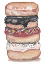 Donuts isolated illustration, drawings, stickers and clip-art Royalty Free Stock Photo