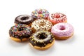 Donuts Isolated on Transparent Background: Chocolate, Glazed, Sprinkled. AI