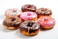 Donuts Isolated on Transparent Background: Chocolate, Glazed, Sprinkled. AI