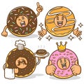 Donuts mascot character cute emoticon sticker set Royalty Free Stock Photo