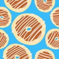 Seamless donuts pattern in cartoon flat style