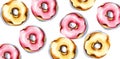 Donuts pattern Vector watercolor. Sweet dessert delicious posters