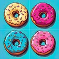 Donuts poster design in Pop Art style. Ai generative