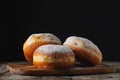 Donuts in powdered sugar