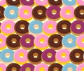 Donuts seamless pattern. Chocolate and strawberry desserts. Swee Royalty Free Stock Photo