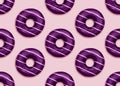 Donuts. Seamless photo pattern in top view