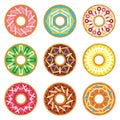 Donuts set with geometric linear ornament granules funfetti sprinkles.