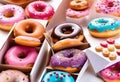 donuts set in paper box on white Royalty Free Stock Photo