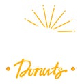 Donuts sign at logo label, isolated on white vector illustration. Food dessert shop emblem element at flat background
