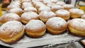 Donuts Sufganiyah or Sufganiyot for Jewish holiday Hanukkah or Hanuka in Hebrew. Sufganiyah - donuts in israel