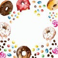 donuts sweet frame with white icing and dragee