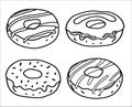 Donuts vector black line art