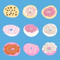 Donuts vector set in cartoon flat style Royalty Free Stock Photo