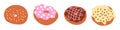 Donuts vector set in cartoon flat style Royalty Free Stock Photo