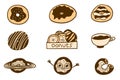 Donuts vector set with cute illustrations in cartoon flat style Royalty Free Stock Photo