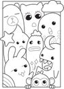 Cute Doodle Monster Line Black and White Part 1 Royalty Free Stock Photo