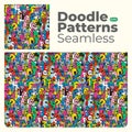 Doodle abstract full color patterns seamless eps Royalty Free Stock Photo
