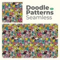 Doodle abstract full color patterns seamless eps Royalty Free Stock Photo