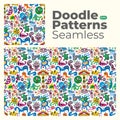 Doodle abstract full color patterns seamless eps Royalty Free Stock Photo