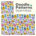 Doodle abstract full color patterns seamless eps Royalty Free Stock Photo