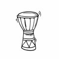 Doodle African djembe illustration in vector. Hand drawn African djembe icon in vector Royalty Free Stock Photo