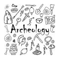 Doodle ancient objects, archeology, history