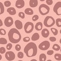 Doodle animal spot seamless pattern. Hand drawn jungle leather silhouettes in pale pink tones Royalty Free Stock Photo