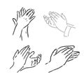 Doodle applause. Happy people drawn hands, high five illustration, sketch draw of clapping hands. Vector agreement and