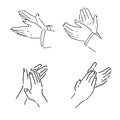 Doodle applause. Happy people drawn hands, high five illustration, sketch draw of clapping hands. Vector agreement and