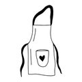 Doodle apron on an isolated white background. Cooking, recipes, tools for the kitchen. Bakery set hand drawn. Stock vector