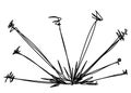 Doodle arrows hit in one place. Direct hit mark. Royalty Free Stock Photo