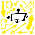 Doodle arrows icon set. Grunge black Hand drawn arrow. Vector illustration Royalty Free Stock Photo