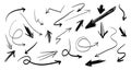 Doodle Arrows icons Set. arrow icon with various directions. hand drawn style. isolated on a white backgroun Royalty Free Stock Photo