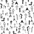 Doodle Arrows Seamless Pattern. Vector Background. Concept of Ra