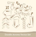 Doodle arrows set isolated on white background. Vector