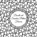 Doodle art. Abstract seamless pattern with flowers. Royalty Free Stock Photo