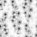 Doodle art. Abstract seamless pattern with flowers. Royalty Free Stock Photo