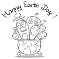 Doodle art earth day hand draw Royalty Free Stock Photo