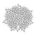Doodle art flowers Chrysanthemum. Zentangle floral pattern.