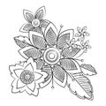 Doodle art flowers. Hand drawn herbal design elements