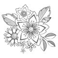 Doodle art flowers. Hand drawn herbal design elements