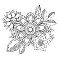 Doodle art flowers. Hand drawn herbal design elements