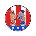 American Donkey and Elephant Boxing USA Flag Doodle Royalty Free Stock Photo