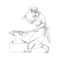 Female Blacksmith at Work Doodle Art Royalty Free Stock Photo