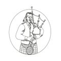 Scottish Bagpiper Doodle Art Royalty Free Stock Photo