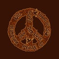 Doodle art peace design logo kindness, joy, love, faith, hope Royalty Free Stock Photo