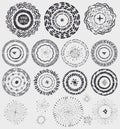 Doodle artistic pattern wreath,frame,burst.Black Royalty Free Stock Photo