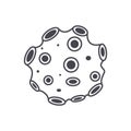 Doodle asteroid. Cartoon space object. Hand drawn celestial outline icon